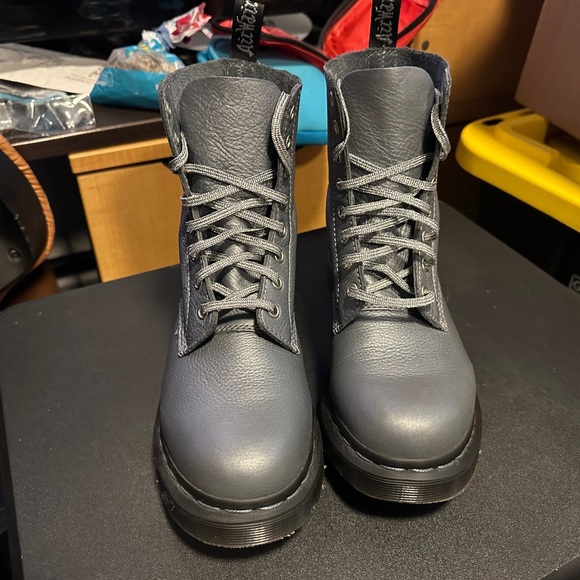 Dr. Martens Navy Leather Boots - Picture 2 of 14